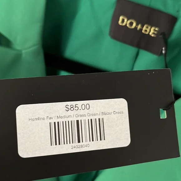 DE+BE NWT medium grass green blazer dress with side zip - Picture 5 of 5